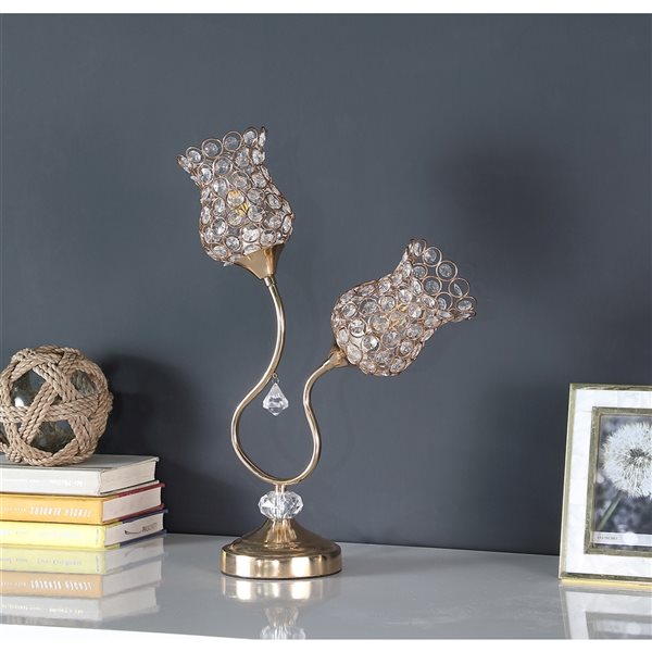 ORE International 18.75-in Rose Gold Table Lamp with Glass Shade