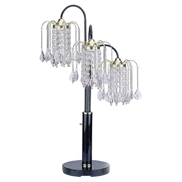 ORE International 34-in Black Rotary Socket Chandelier Table Lamp with Acrylic Shade