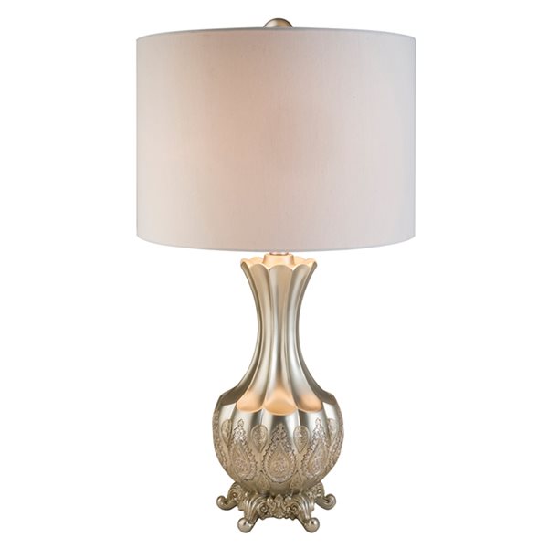ORE International 30-in Silver Rotary Socket Table Lamp with Fabric Shade