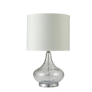 ORE International Leann 24.5-in White Rotary Socket Table Lamp with Fabric Shade