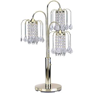 ORE International 34-in Gold Rotary Socket Chandelier Table Lamp with Acrylic Shade