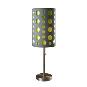 ORE International 33-in Grey and Green Pull-Chain Table Lamp with Fabric Shade