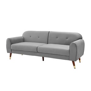 ZACHVO Velvet Upholstery Light Grey Stationary Sofa