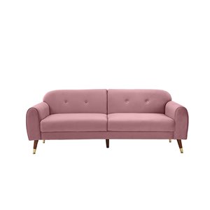 ZACHVO Velvet Upholstery Pink Stationary Sofa