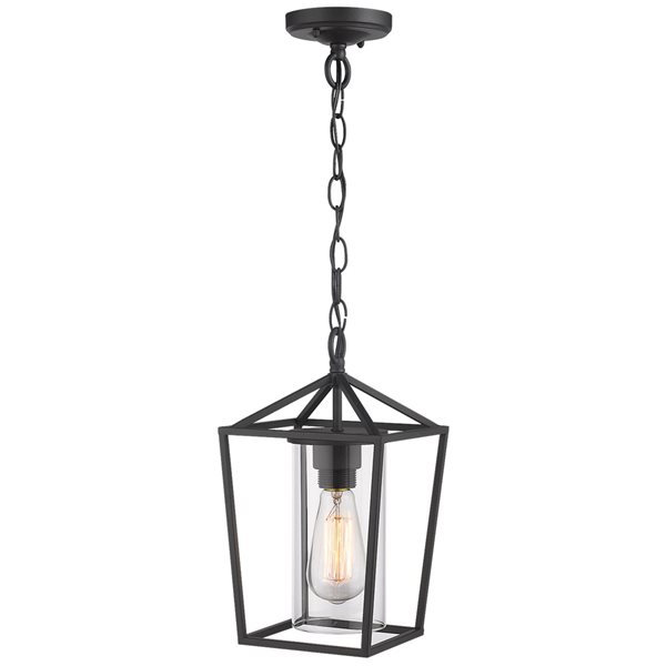 ZACHVO Black Farmhouse Clear Glass Standard Medium Pendant Light