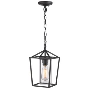 ZACHVO Black Farmhouse Clear Glass Standard Medium Pendant Light