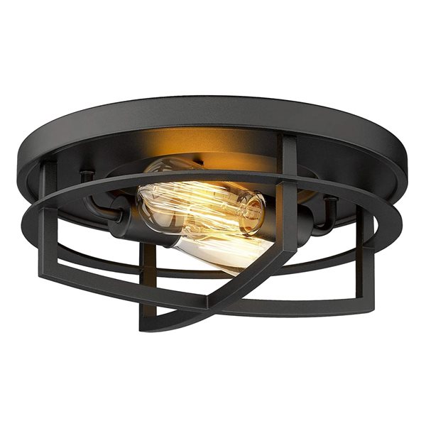 ZACHVO 13-in Black Industrial LED Flush Mount Light | RONA
