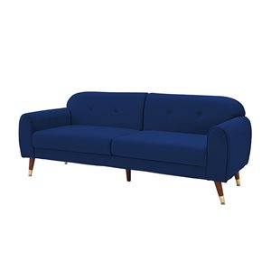 ZACHVO Velvet Upholstery Navy Stationary Sofa