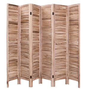 Costway 67-in H 6-Panel Contemporary/Modern Brown Wood Folding Room Divider