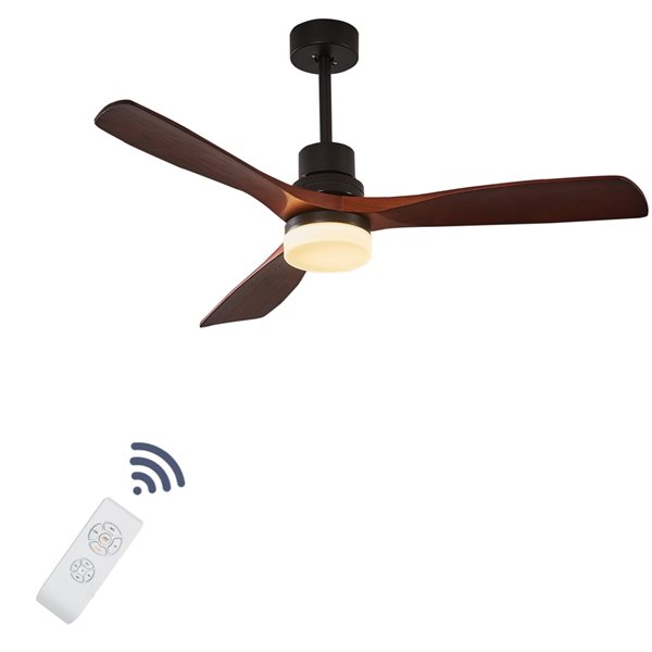 Clihome 52 In Solid Mahogany Led Indoor, Ceiling Fans With Remote Control Included