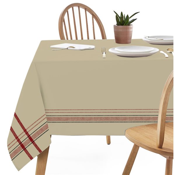 IH Casa Decor Indoor Taupe Tablecloth for 6-ft Rectangle Table