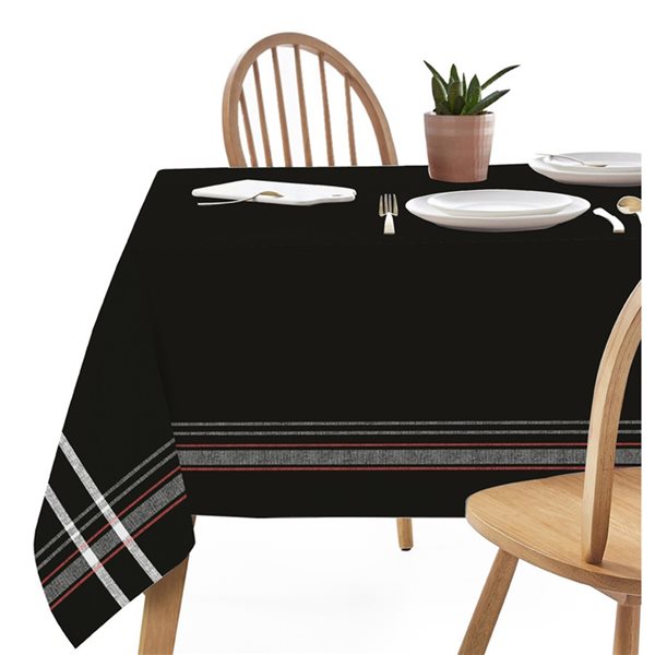 IH Casa Decor Indoor Black Tablecloth for 6-ft Rectangle Table