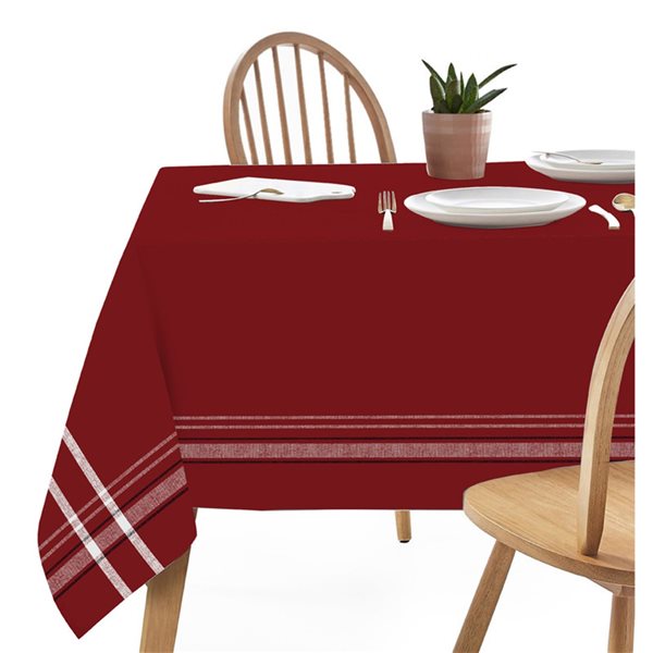 IH Casa Decor Indoor Red Border Tablecloth for 6-ft Rectangle Table