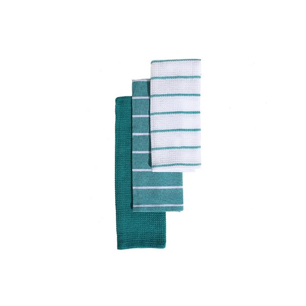 iH casadécor 3-Piece Teal Striped Dish Cloth Set