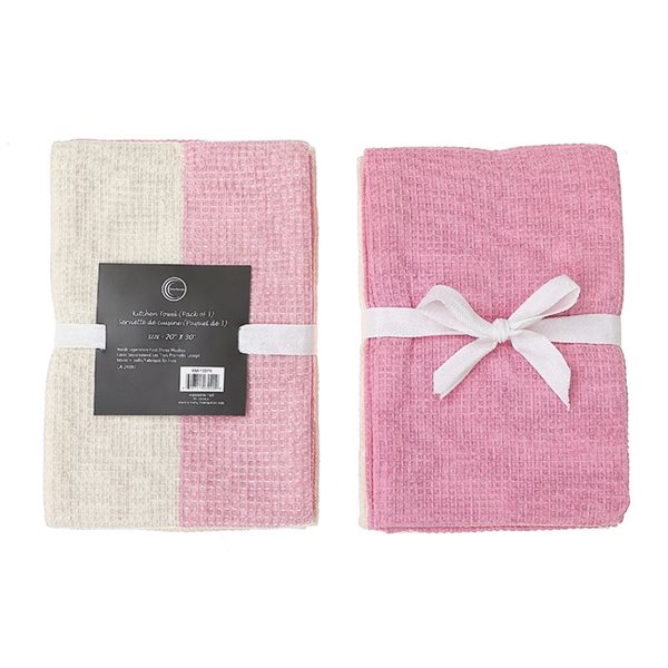 IH Casa Decor 3-Piece Blush Dual Waffle Kitchen Towels KM-108PK | RONA