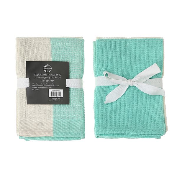 iH casadécor 3-Piece Seafoam Dual Waffle Dish Cloths - Set of 2