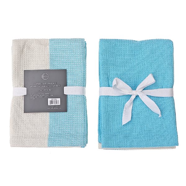 iH casadécor 3-Piece Sky Dual Waffle Kitchen Towels