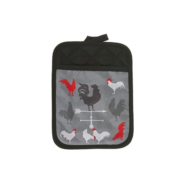 iH casadécor Farmhouse Rooster Pot Holder with Pocket - Set of 6