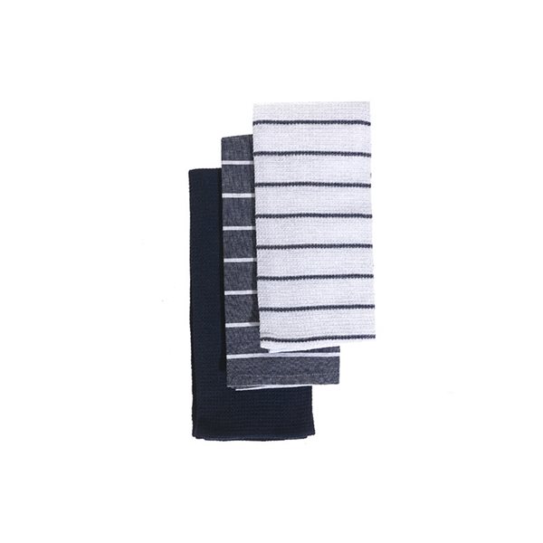 iH casadécor 3-Piece Navy Striped Kitchen Towel Set
