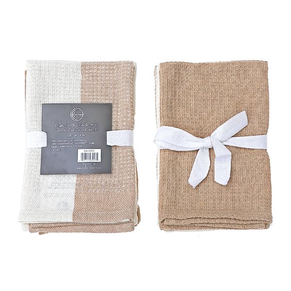 iH casadécor 3-Piece Tan Dual Waffle Dish Cloths - Set of 2