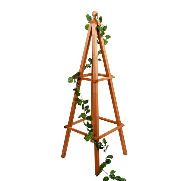 Leisure Season 18-in x 53-in Medium Brown Cypress Wood Obelisk Trellis