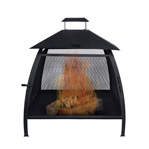 Homerun 28-in x 32-in Black Steel Outdoor Wood Fire Pit
