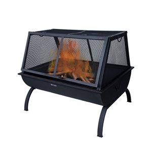 Homerun 28-in x 30-in Black Steel Outdoor Wood Fire Pit