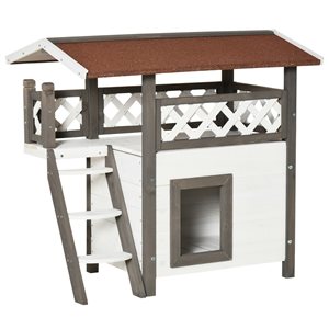 PawHut Outdoor 2-Story Shelter for Cats