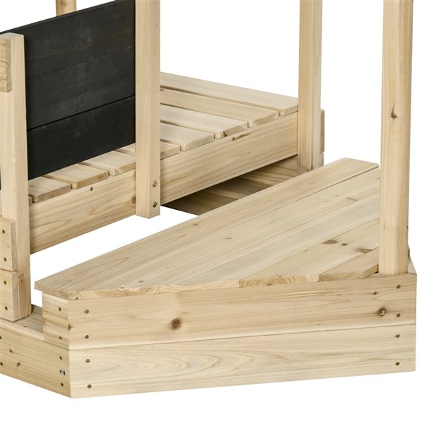 Outsunny Kids Foldable Wooden Sandbox with Canopy Seats