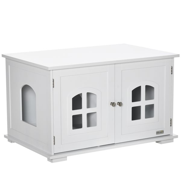 PawHut White Indoor Enclosed Litter Box