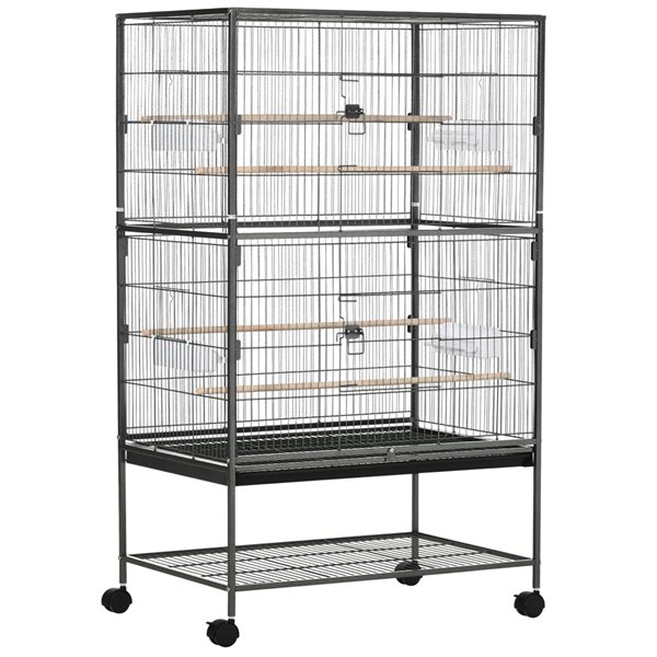 PawHut 52-in Large Steel Bird Cage with Rolling Stand D10-075CG | RONA