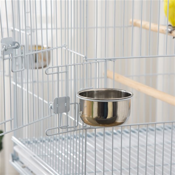 PawHut 54-in Large Rolling Steel Bird Cage - White