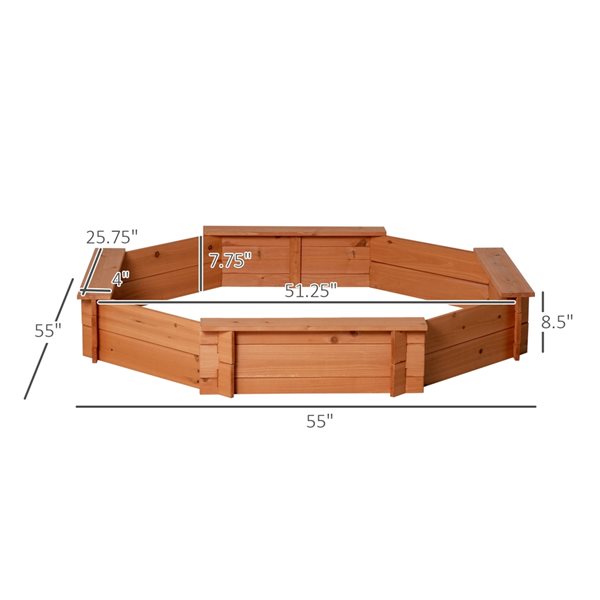 Outsunny Kids Wooden Sandpit, Children Sandbox w/ Non-Woven Fabric