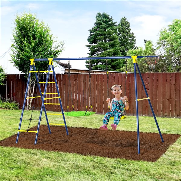 Outsunny Kids Outdoor Swingset with Adjustable Swing Seat 344049GN RONA