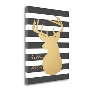 Impression sur toile sans cadre de 16 po x 20 po "Faux Gold Hello Deer" par Jo Moulton de Tangletown Fine Art