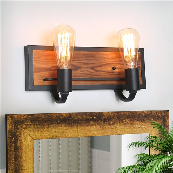 LNC Sabrina 2-Light Black Modern/Contemporary Vanity Light