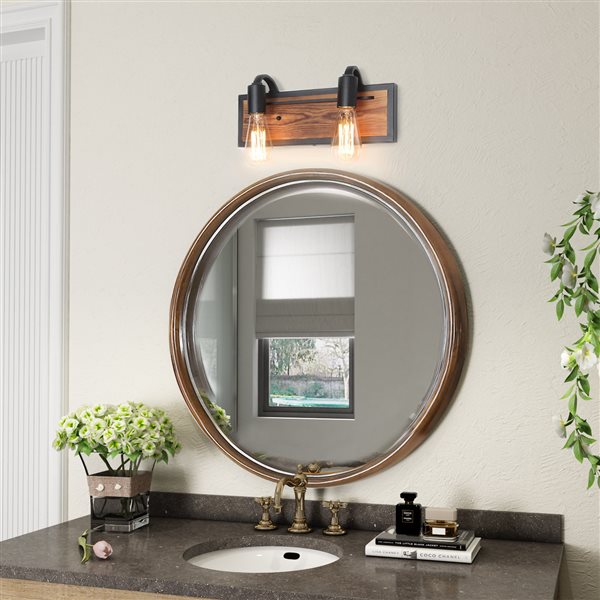 LNC Sabrina 2-Light Black Modern/Contemporary Vanity Light