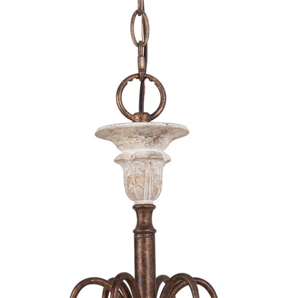 LNC Royal 6-Light Distressed Wood/Bronze Vintage Beaded Chandelier