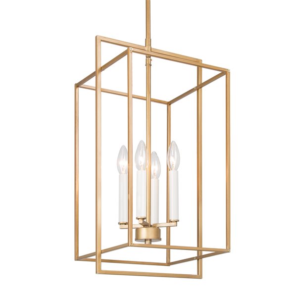 LNC Lucas 4-Light Brushed Gold and White Modern/Contemporary Cage Chandelier