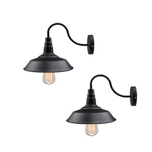 LNC Delphinus 12-in W 1-Light Matte Black Modern/Contemporary Wall Sconce - Set of 2