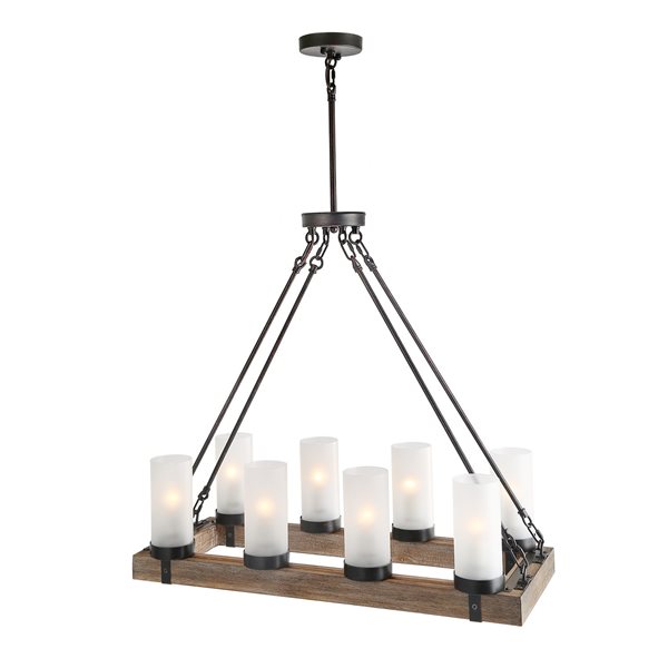 LNC Laius 8-Light Rustic Black and Light Greyish White Wood Farmhouse Chandelier