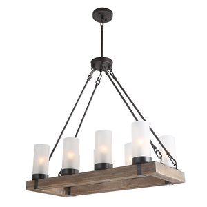 LNC Laius 8-Light Rustic Black and Light Greyish White Wood Farmhouse Chandelier