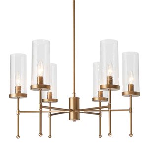 LNC Layla 6-Light Gold With Seeded Glass Modern/Contemporary Chandelier