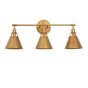 LNC Darren 3-Light Brushed Antique Gold Modern/Contemporary Vanity Light