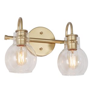 LNC Charm 2-Light Gold and Clear Glass Modern/Contemporary Vanity Light