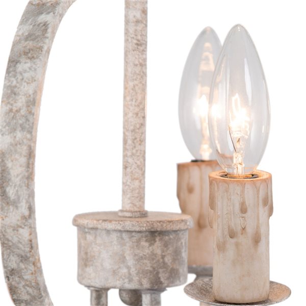 LNC Ribbon 3-Light Distressed Mottled White/Grey Vintage Cage Chandelier