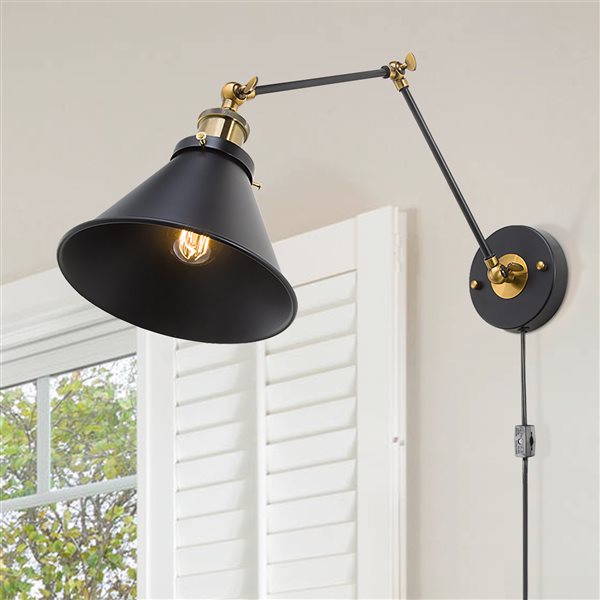 LNC Aurora 8-in W 1-Light Matte Black Modern/Contemporary Wall Sconce