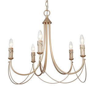 LNC Mania 5-Light Matte Gold and White Modern/Contemporary Chandelier