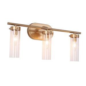 LNC Ellan 3-Light Gold Clear Glass Modern/Contemporary Vanity Light