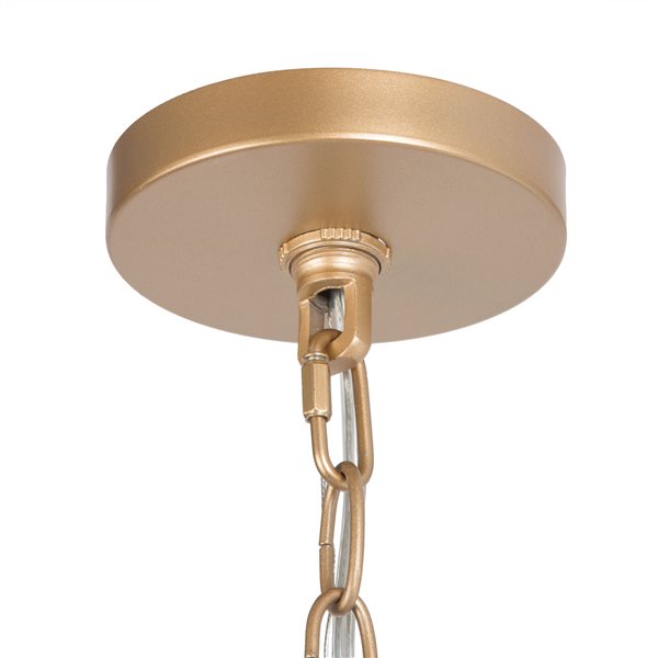 LNC Layla 6-Light Large Gold and Frosted Stripe Glass Modern/Contemporary Chandelier